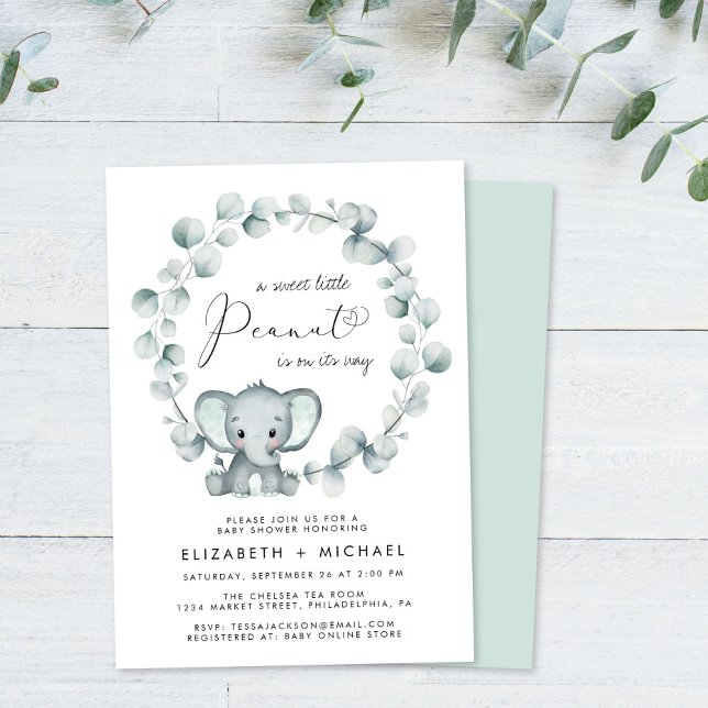 Elephant Eucalyptus Couples Baby Shower Invitation (Creator Uploaded)