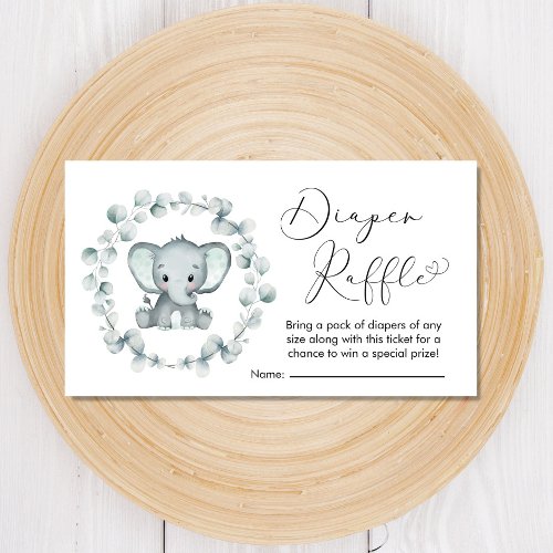 Elephant Eucalyptus Diaper Raffle Baby Shower Enclosure Card