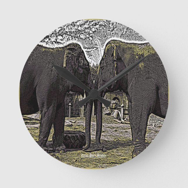 Elephant Eyes Round Clock (Front)