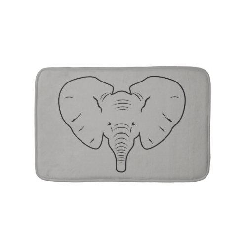 Elephant face silhouette bath mat