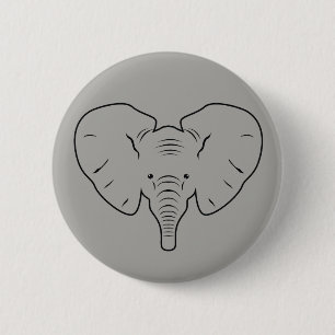 Elephant face silhouette button