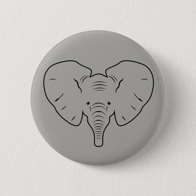 Elephant face silhouette button (Front)
