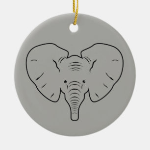 Elephant face silhouette ceramic ornament