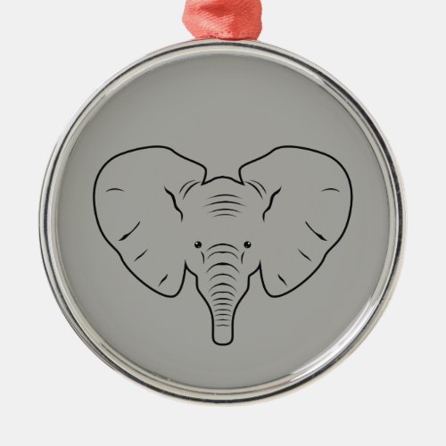 Elephant face silhouette metal ornament