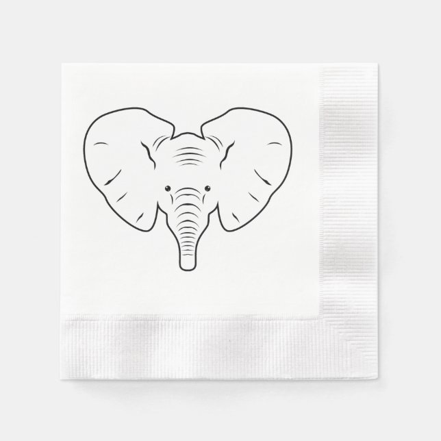 Elephant face silhouette napkins (Front)