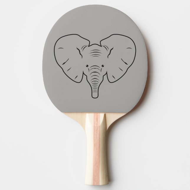 Elephant face silhouette Ping-Pong paddle (Front)