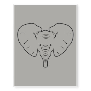 Elephant face silhouette temporary tattoos