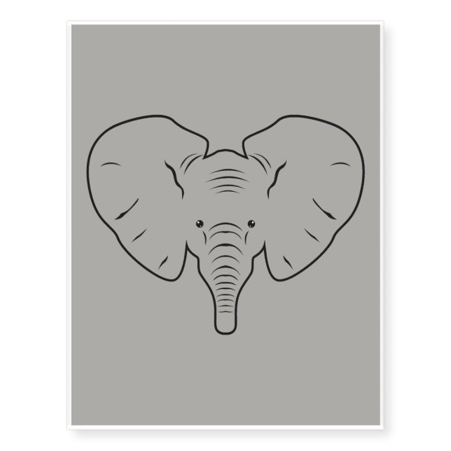 Elephant face silhouette temporary tattoos (Front)