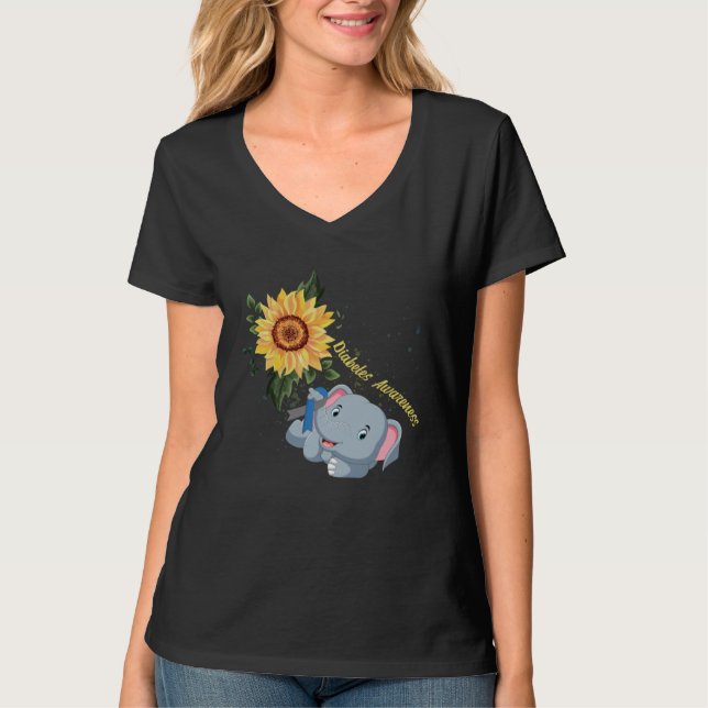 Elephant Faith Hope Fight Love Diabetes Awareness T-Shirt (Front)