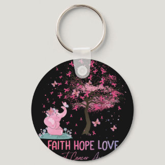 Elephant  Faith Hope Love Breast Cancer Awareness Keychain