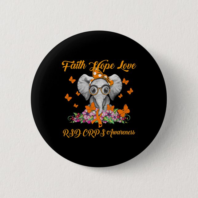 Elephant Faith Hope Love RSD CRPS Awareness  Button (Front)