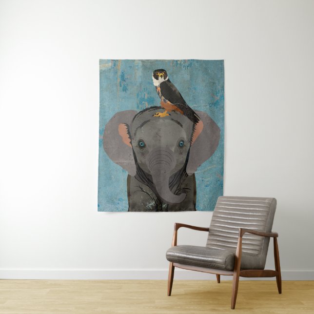 ELEPHANT & FALCON TAPESTRY (In Situ)