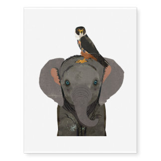 ELEPHANT & FALCON TEMPORARY TATTOOS