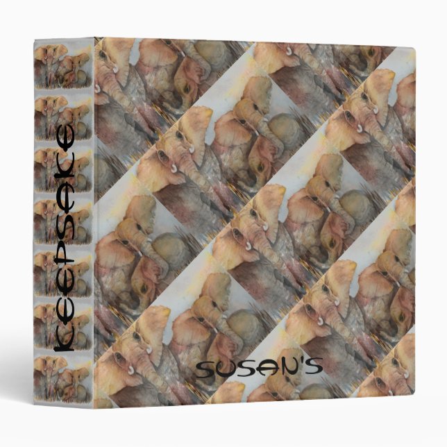 ELEPHANT FAMILY 3 RING BINDER (Front/Spine)