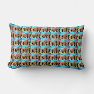 Elephant Family At Sunrise Pattern, Lumbar Pillow