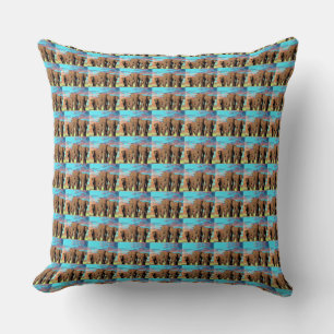 Elephant Family At Sunrise Pattern,  Throw Pillow