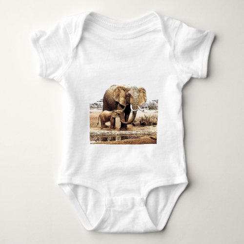 Elephant Family Baby Bodysuit