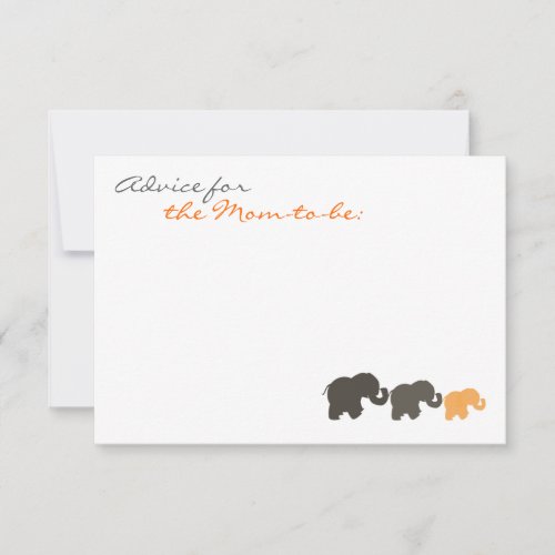 Elephant Family Baby Shower Advice Cards Personalized Invitations