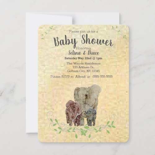 Elephant Family Baby Shower Invitation
