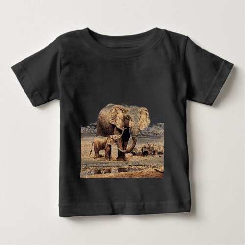Elephant Family Baby T_Shirt