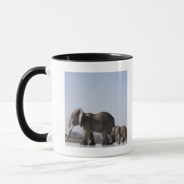 Elephant Family background blue sky Mug (Left)