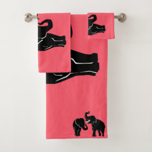 Elephant Family Bath Towel Set Couple - Your Color