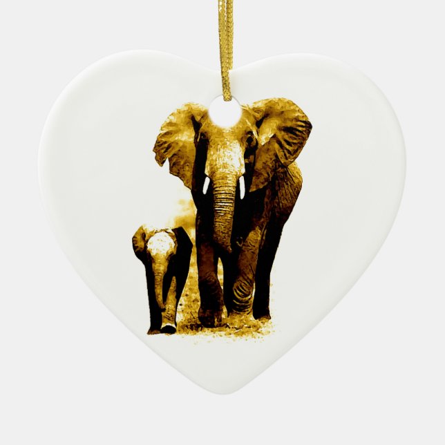 Elephant Family Ceramic Ornament (Front)