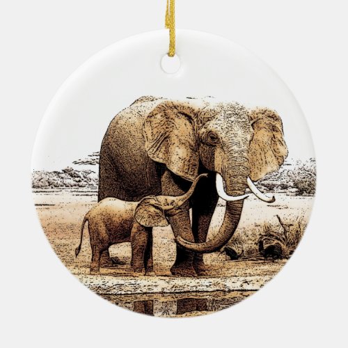 Elephant Family Christmas Ornament