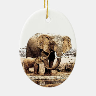 Elephant Family Christmas Ornament