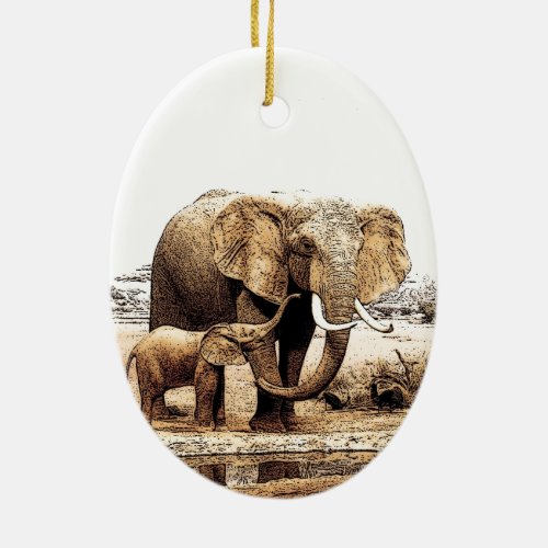 Elephant Family Christmas Ornament