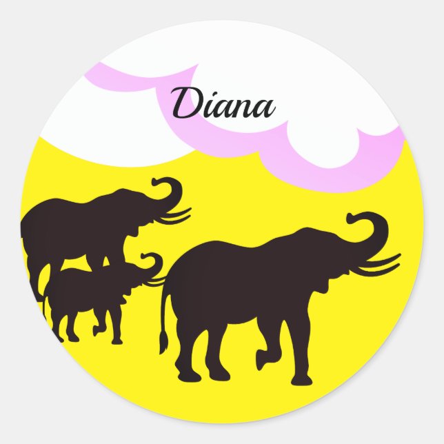 Elephant Family  Classic Round Sticker (Front)