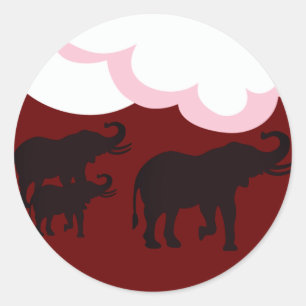 Elephant Family Classic Round Sticker