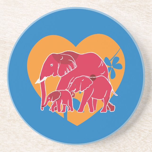 Elephant Family Drink Coaster (Front)