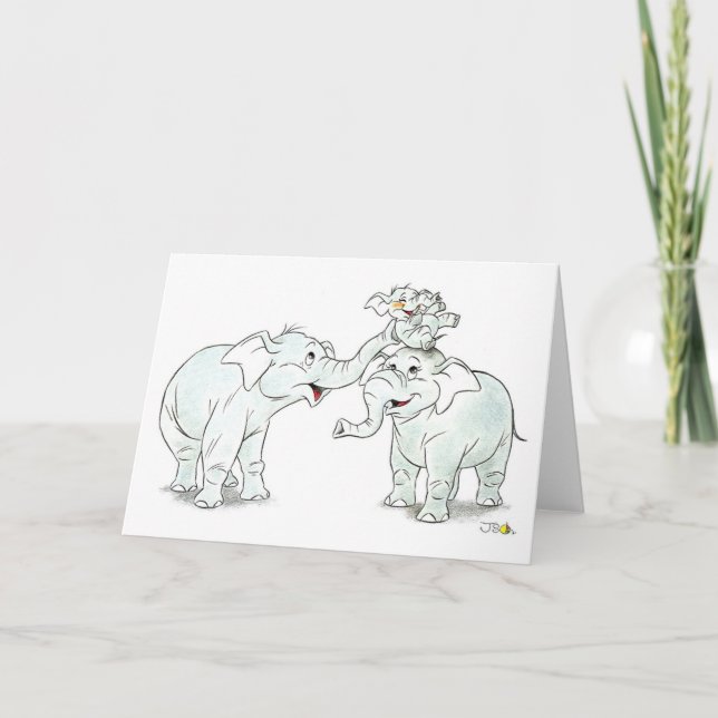 Elephant family greeting card (Front)