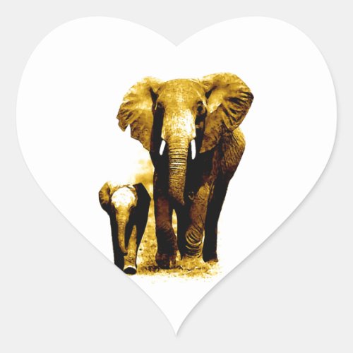 Elephant Family Heart Sticker