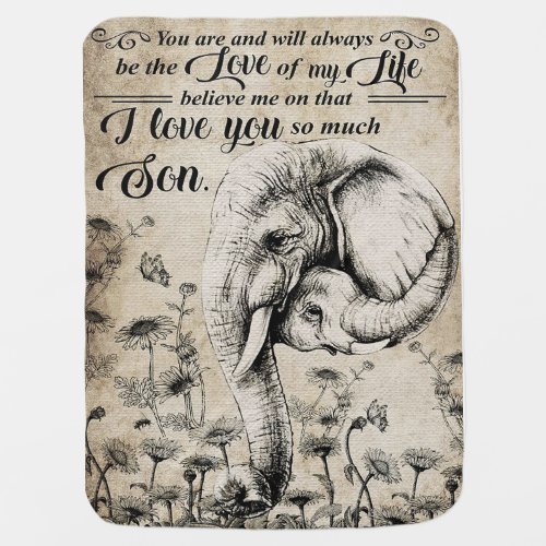 Elephant Family I Love You So Much Baby Blanket