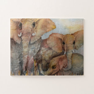 Elephant Family Jigsaw Puzzle