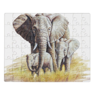 Elephant Family Jigsaw Puzzle