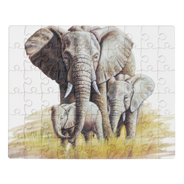 Elephant Family Jigsaw Puzzle (Puzzle Horizontal)