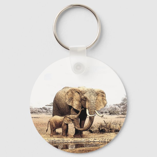 Elephant Family Keychain (Front)