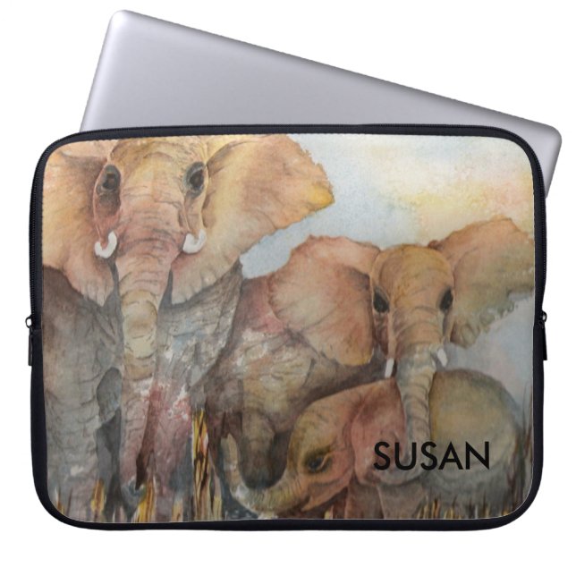 ELEPHANT FAMILY LAPTOP SLEEVE (Front)