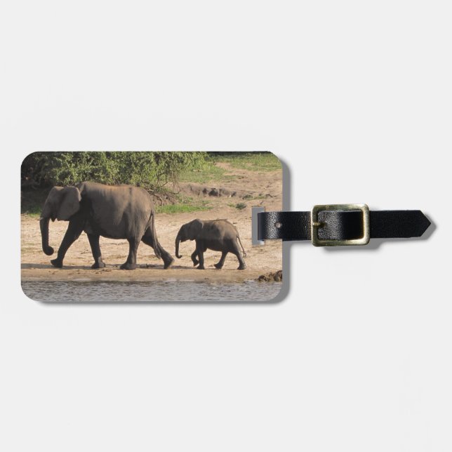 Elephant family luggage tag (Front Horizontal)
