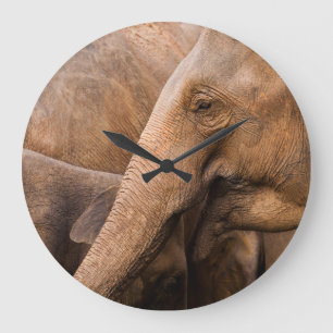 Elephant Family: Majestic Wildlife Large Clock