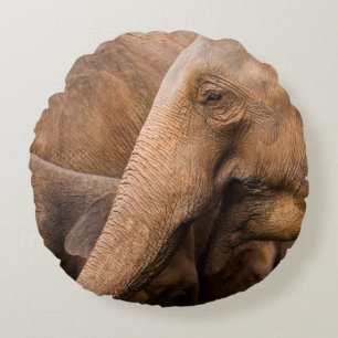 Elephant Family: Majestic Wildlife Round Pillow