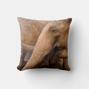 Elephant Family: Majestic Wildlife Throw Pillow