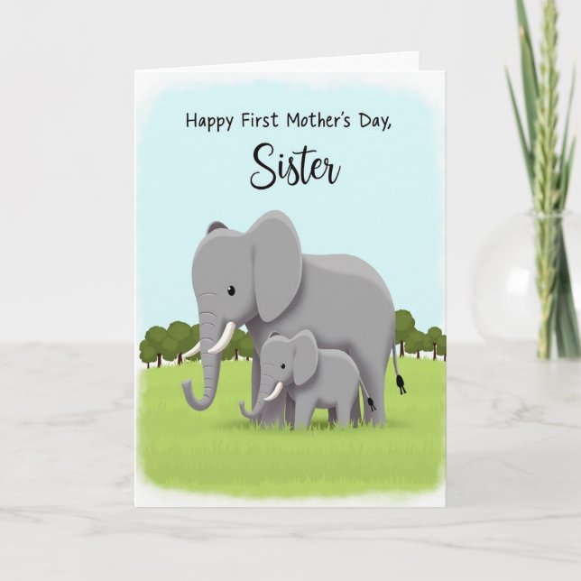 Elephant Family Mothers Day Card (Front)
