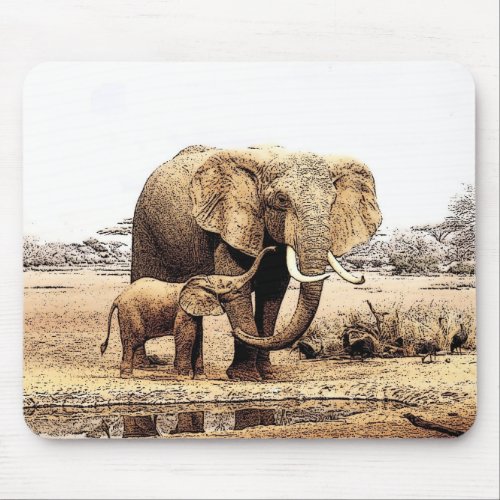 Elephant Family Mouse Pad