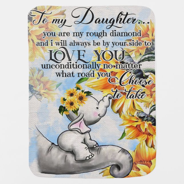 Elephant Family My Daughter Love You Baby Blanket (Front)