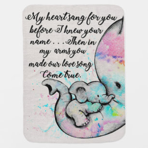 Elephant Family My Heart For You Baby Blanket