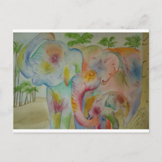 Elephant Family Postcard
